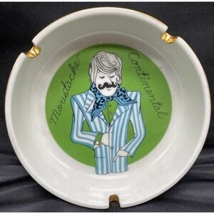 VINTAGE NEW TRENDS INC Japan Continental Moustache Ceramic Ashtray Art Deco